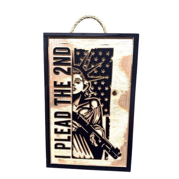 Custom I Plead The 2nd Wooden Wall Art With Rope Hanger 8.5" X 13" - Picture 1 of 1